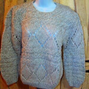 Vintage Partridge in a Pear Tree Hand Knit Pullover Sweater- women's size small